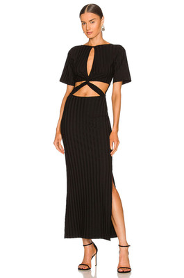 JONATHAN SIMKHAI STANDARD Philippa Twist Back Dress in Black S NWT $276