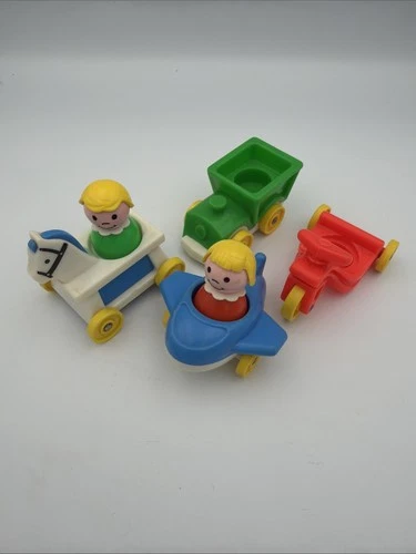 Vintage Fisher Price Little People Little Riders Vehicles & Figures Set Of 6