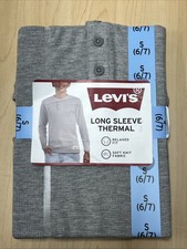 Levi's Boys Thermal Henley Long Sleeve Tee Size S 6-7 Grey Heather