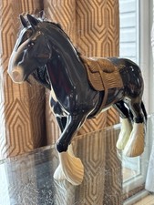 Vintage Plastic Clydesdale Horse With Main Tail Hair 10.25 Tall
