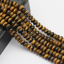 2.0mm Hole Yellow Tiger Eye Smooth Rondelle Beads 5x8mm 6x10mm 8" Strand