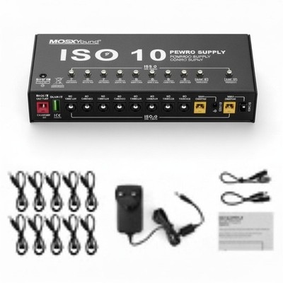 Mosky ISO 10 Outputs Guitar Effect Pedal Board Power Supply 9V 12V 18V Cable