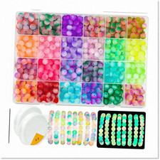 600 Glow-in-the-Dark Glass Beads 8mm 24 Colors