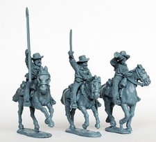 28mm ACW Confederate Cavalry Command in Shirts Galloping Perry Miniatures Metal
