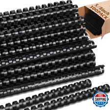 Maitys 300 Black 5/8" Plastic Binding Combs Spiral Rings Bulk 125-Sheet Capacity