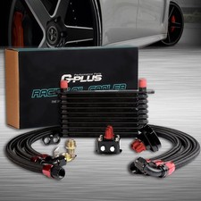 10 Row AN10 Black Universal Engine Transmission Oil Cooler Kit
