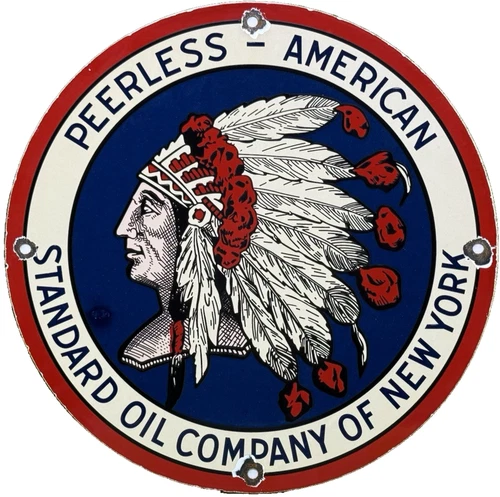 VINTAGE STANDARD PEERLESS GASOLINE PORCELAIN SIGN GAS STATION PUMP PLATE SERVICE