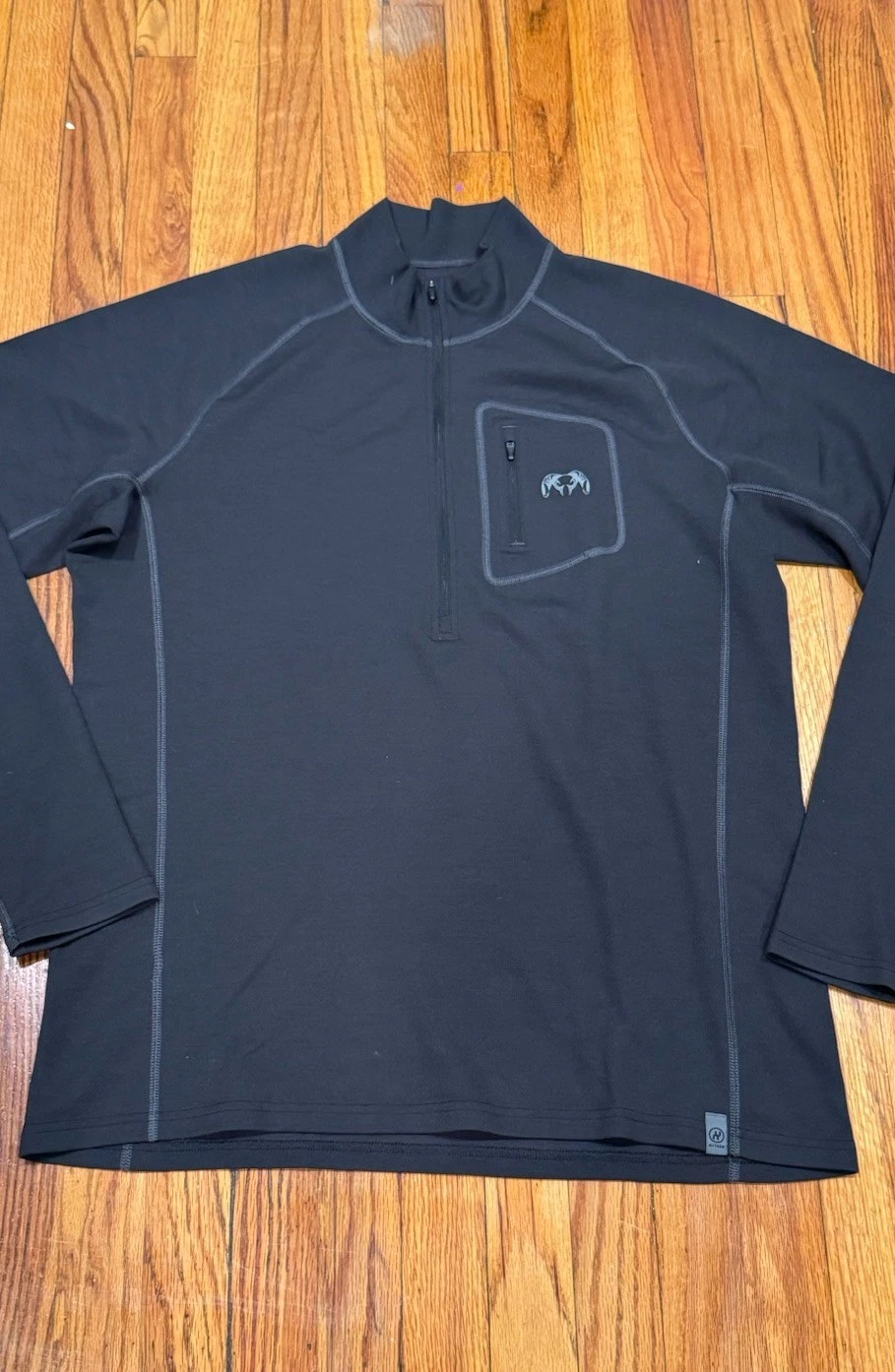 KUIU Pullover Black Nuyarn Merino Wool 1/4 Zip Hunting Base Layer Mens XL
