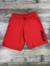 HUGO Shorts Youth 16 Red Sweat Drawstring Logo French Terry Casual
