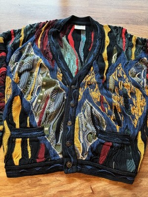 Vintage COOGI Australia Cardigan XL 3D Knit Mercerized Cotton Made