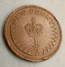 Great Britain Half New Penny 1973 Coin Pence Cent UK GB Queen Elizabeth II 1/2 P