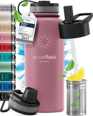 BeMaxx Trinkflasche Edelstahl ACTIVE FLASK rosa 950ml