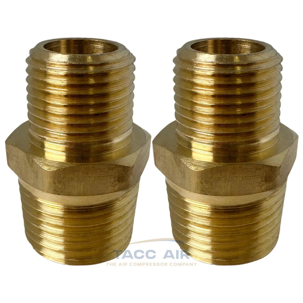 2pk 1/2" NPT x 3/8" NPT Male Brass Pipe Reducer Nipple Fitting Adapter Increaser