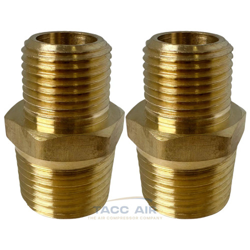 2pk 1/2" NPT x 3/8" NPT Male Brass Pipe Reducer Nipple Fitting Adapter Increaser