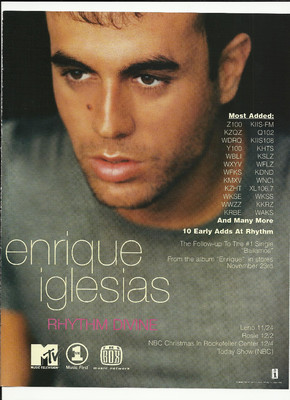 ENRIQUE IGLESIAS Rhythm Divine Trade AD POSTER for Enrique 1999 MINT