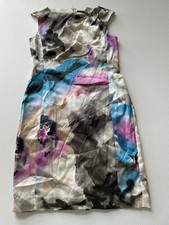 Ann Taylor Sleeveless Watercolor Sheath Dress Pastel Sz 0 Purple Blue White