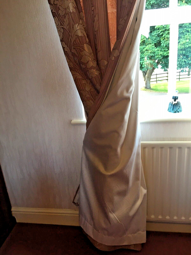 Quality Dusky Pink Pleated Full Length Lined Curtains with Pole, Finials &Rings - Picture 2 of 14