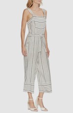  290 Vince Camuto Women's White Variegated Striped Sleeveless Jumpsuit Size XS