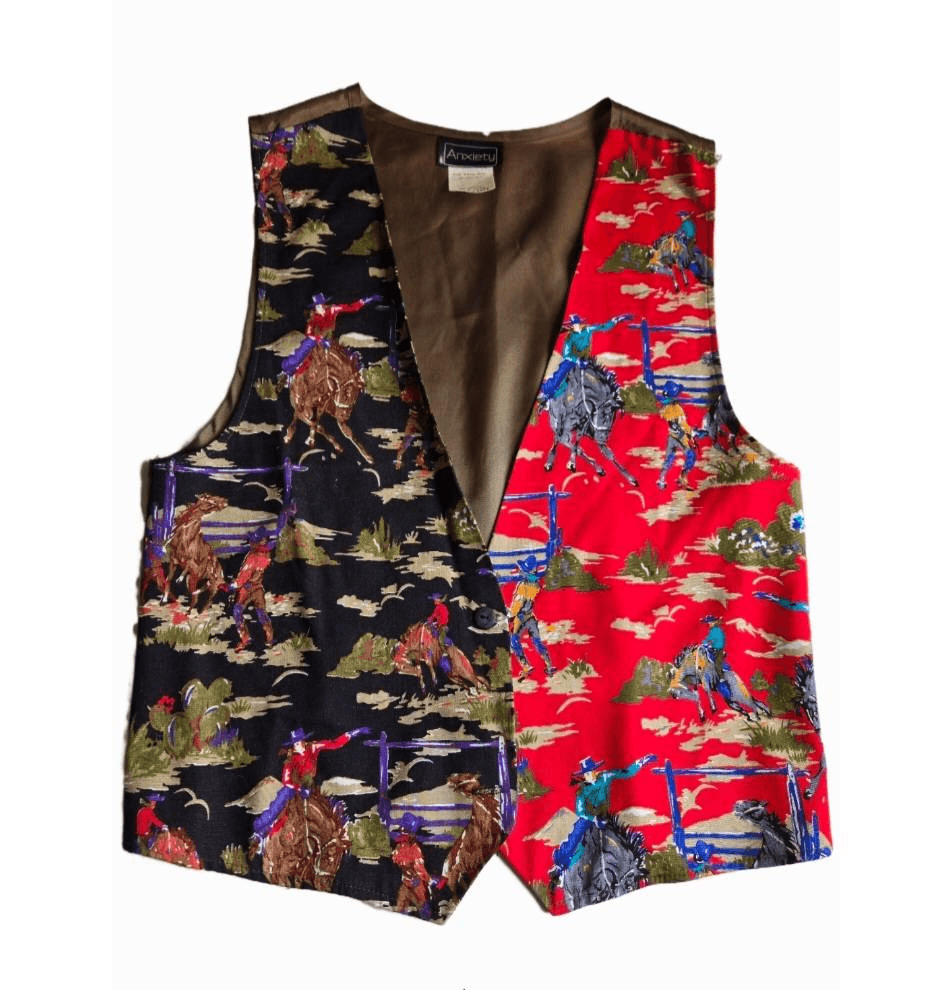 Vintage Southwestern Cowboy Rancher Distressed Leather Vest