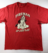 Vintage Fireman Shirt Men's XL Red Changes Tag Made in USA Funny T-shirt