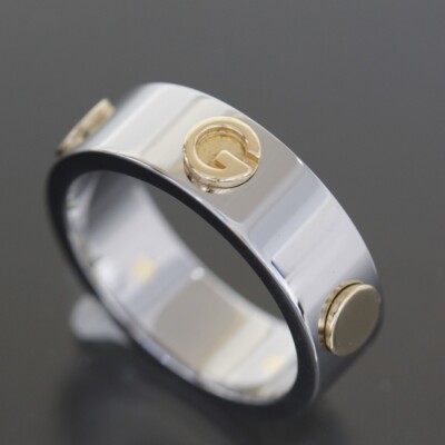 Gucci Edelstahlring US8.5 Herrenring Gold Stahl authentisch E0863