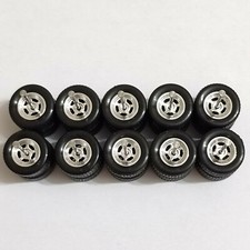 1/64 Custom Wheels LOW RIDERS WHEELS RUBBER TIRES 10MM 5 Sets 5 Spoke Hot Wheels