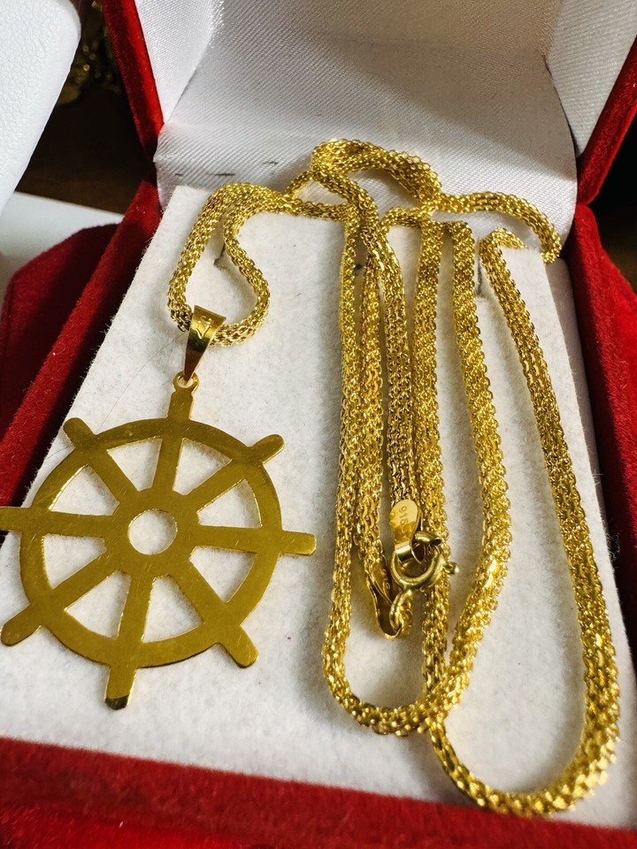 22C 22K 916 Real Dubai Saudi Yellow Gold 24” Long Mariner Necklace 2