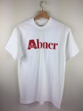 New Abner Tee White Red Medium Heavyweight Ring Spun Cotton T-shirt Made in USA