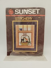Sunset Stitchery KITTENS IN THE WINDOW Embrodiery Kit Diane Brakefield Vtg 1984