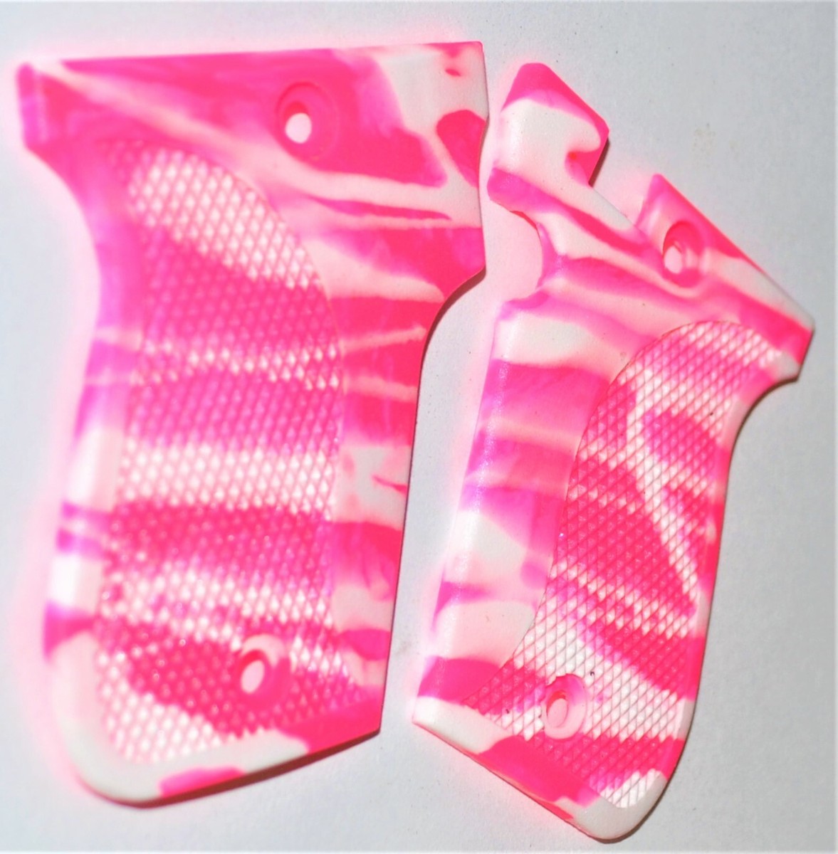 Phoenix Arms HP22, HP25 pistol grips neon pink and white swirl