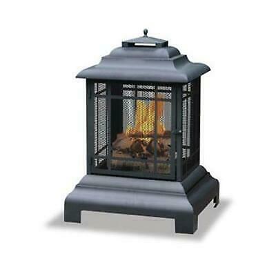 Outdoor Fire Pit Uniflame Black Firehouse Wood Burning Firepit