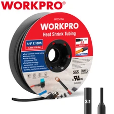 WORKPRO 100 FT 1/4" Heat Shrink Tubing 3:1 Ratio Dual Wall Adhesive Lined Tubing