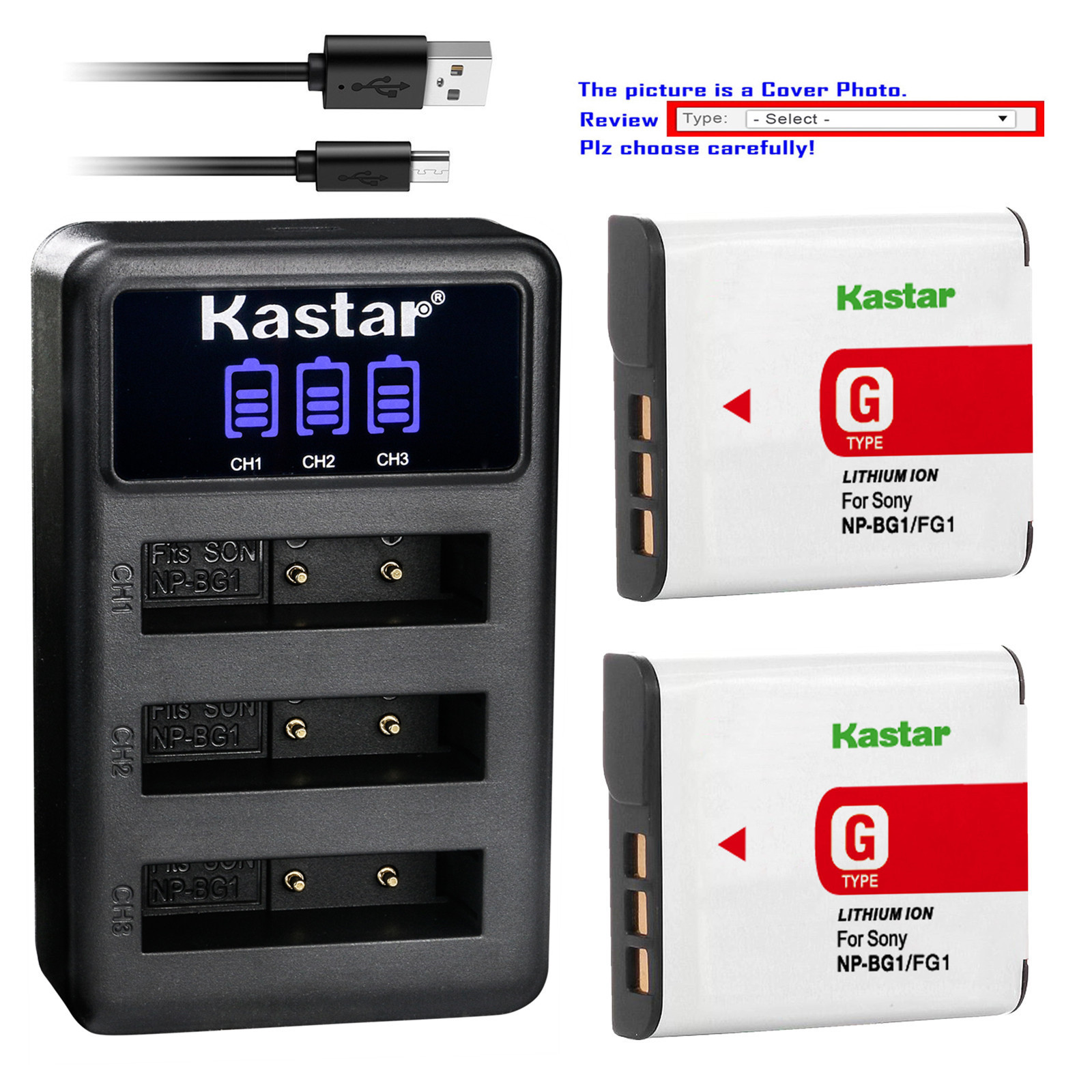 2X Batería NP-BG1 / FG1 Copatible con Sony Cyber-Shot DSC-H.. / HX