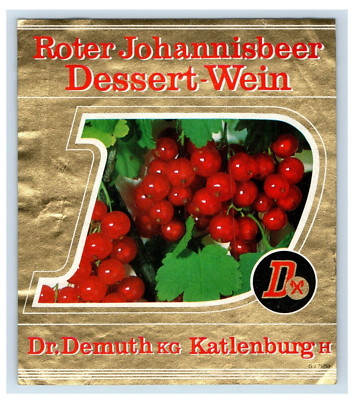 1970's-80's Roter Johannisbeer Dessert Wein German Wine Label Original S28E