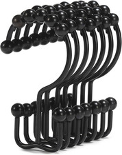Shower Curtain Hooks, Shower Curtain Rings, Stainless Steel Black Shower Curtai