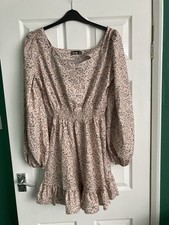 Womens Chic Me Beige Floral Dress Size 12/14 (L)