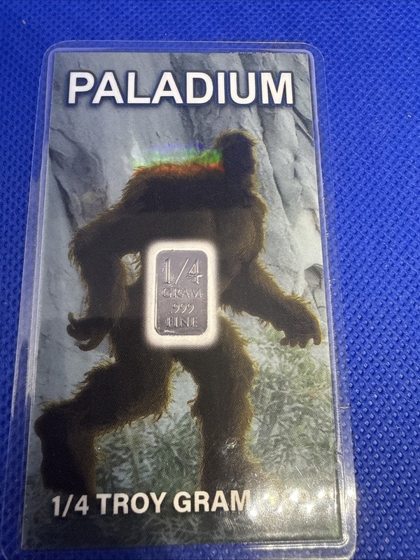 1/4 Gram Palladium Bar .999 Fine Limited Edition Bigfoot Bullion In Capsule BU