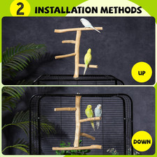 Natural Wood Bird Perch Play Stand for Parakeets/Cockatiels Multi-Level Cage