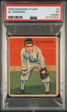 1936 DIAMOND STARS AL SIMMONS #2 PSA 1.5 MK HALL Of FAMER (RECENTLY GRADED)
