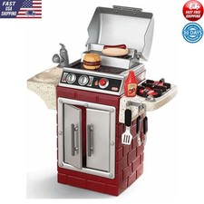 Kids Pretend Cooking Toy BBQ Grill Play Set W/ Hamburger Hot Dog Accessories New