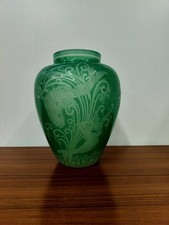 Steuben Green Jade to Alabaster Acid Cut-Back Vase