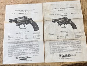 Vintage Smith & Wesson .38 Chiefs Special Revolver Model No. 36 & 37 Manuals