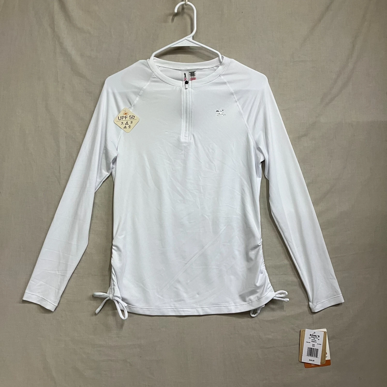 ZeroXposur Sun Protection Top Women's Small White Long Sleeve Raglan UPF 30+