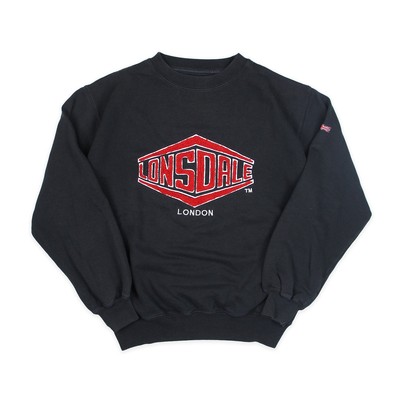 Lonsdale Vintage Pullover Sweatshirt Schwarz Rot Retro