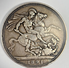 1891 Queen Victoria Silver Crown (.925) Jubilee Head – VF/EF – Original