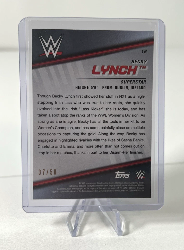 2016 Topps WWE Divas Revolution #16 Becky Lynch Rookie RC 🔥 ¡y autógrafo! 37/50 Foto 3 de 4