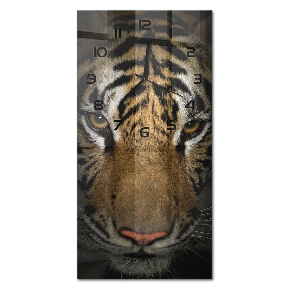 Reloj de Pared Rectangular Vertical Cristal Templado Silencioso Tigre 30x60 cm