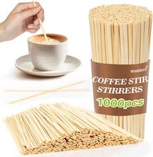 1000pcs 5.5" Bamboo Coffee Stirrers Disposable Drink Stir Sticks for Bar Party