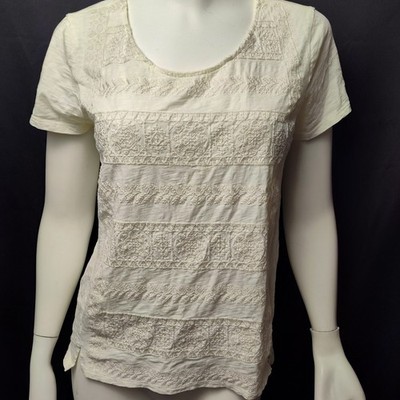 Organic cotton Small top embroidered chic boho festival preppy short sleeve