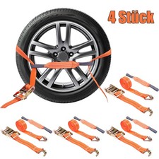 4x 3000Kg 35mm 3t Spanngurt Autotransport PKW Radsicherung Zurrgurt Ratschengurt